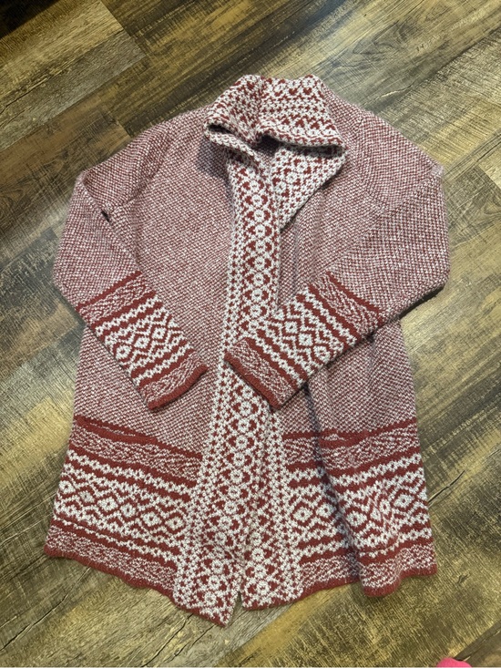 Lucky Brand Sweaters - Lucky Brand Red and Cream Fair Isle Open Cardigan